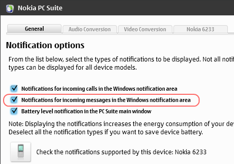 enable notifications for incoming messages
